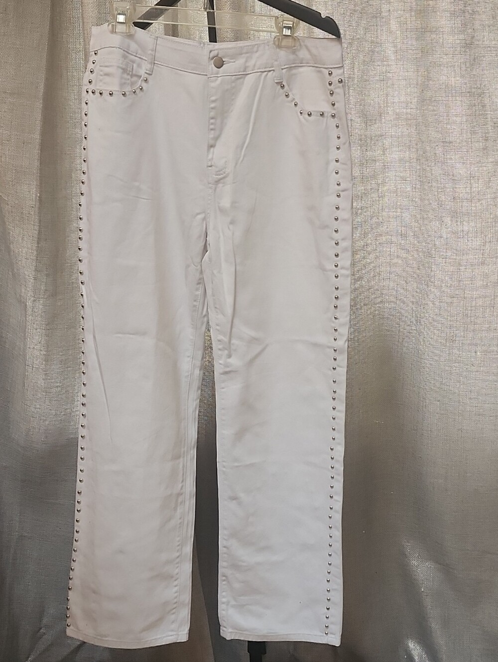 Women’s White Jeans with Stud Trim